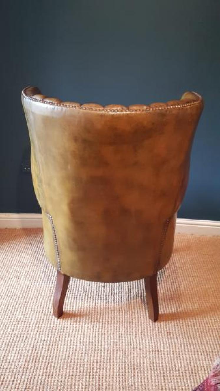 1920's Barrel Back Leather Chair - Image 2