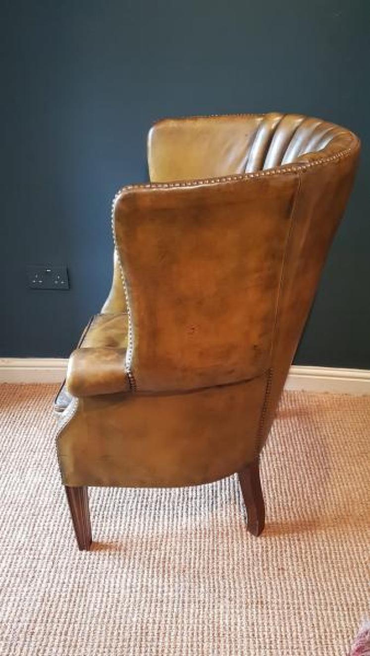 1920's Barrel Back Leather Chair - Image 3