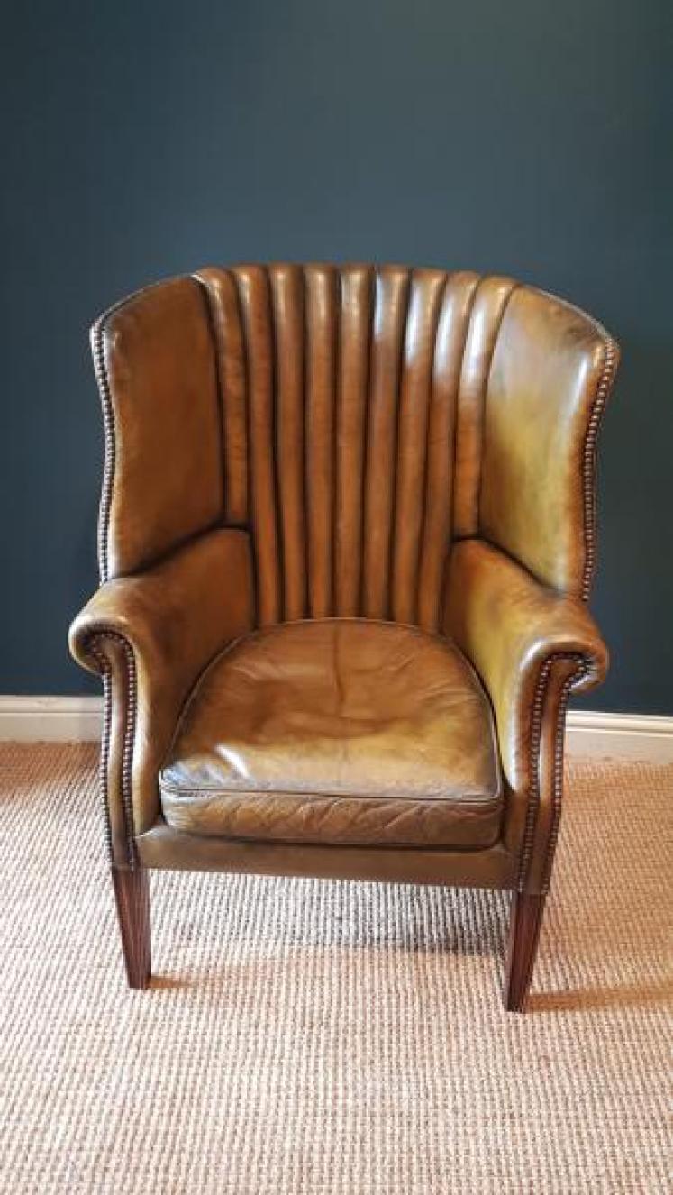 1920's Barrel Back Leather Chair - Image 4