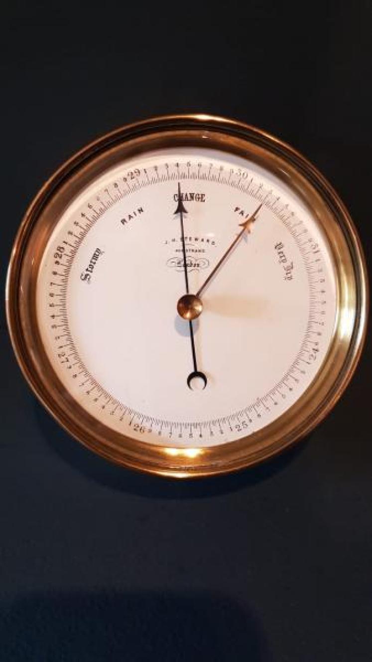 Fine Quality Victorian Enamel Dial Marine Barometer by Steward - Image 1