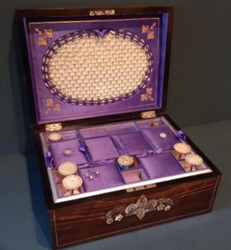 Mid Victorian Coromandel Inlaid Sewing Box