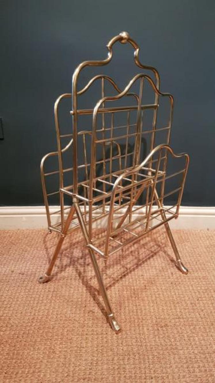 Large Edwardian Brass Framed Magazine Stand - Image 1