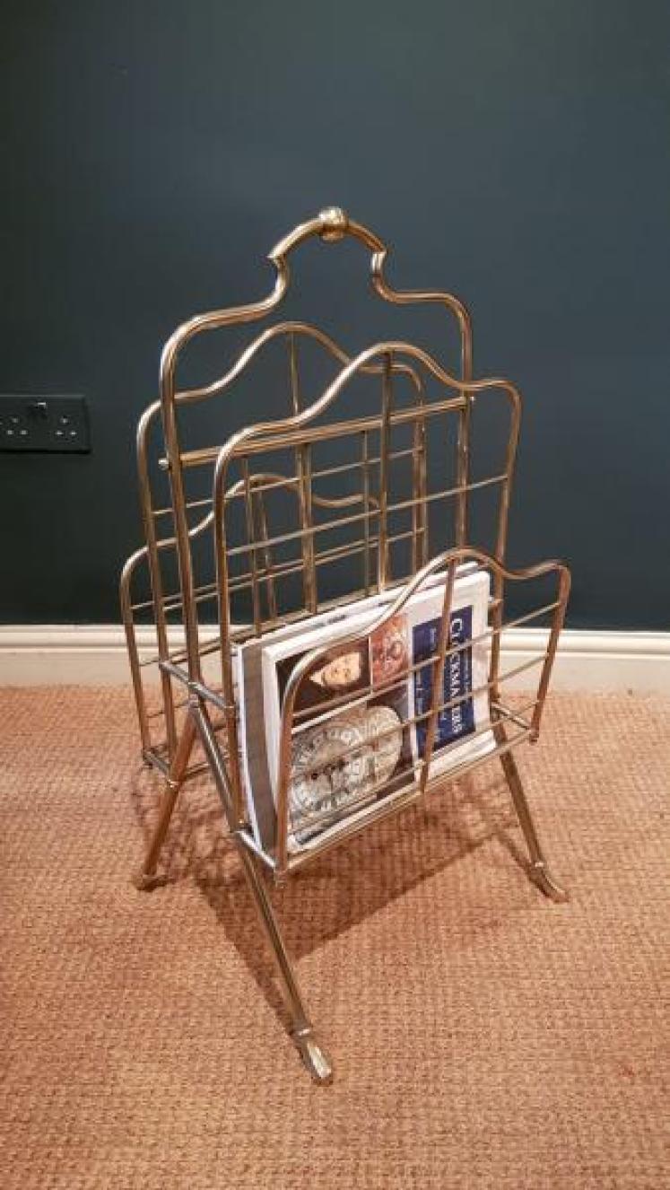 Large Edwardian Brass Framed Magazine Stand - Image 3