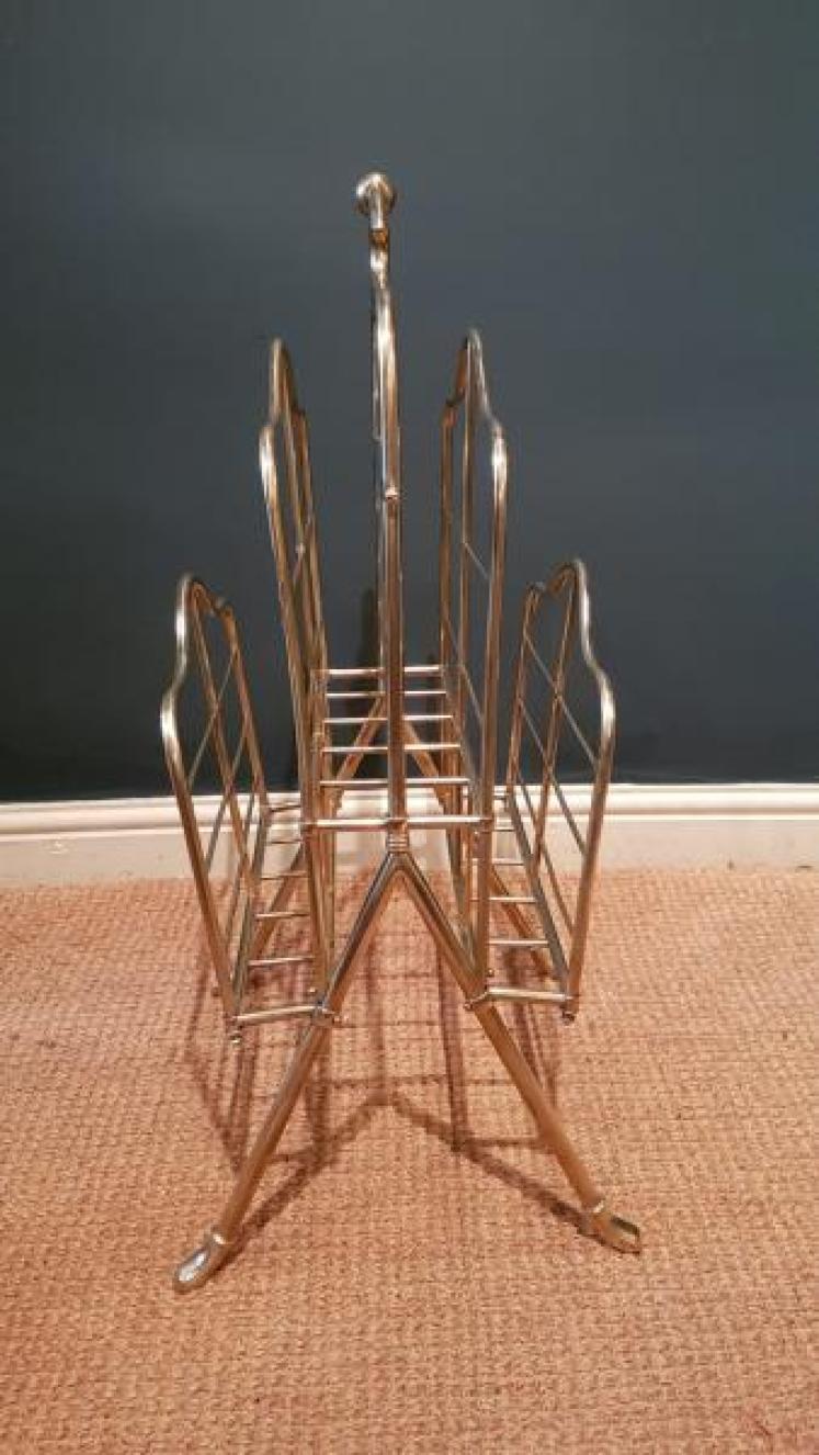 Large Edwardian Brass Framed Magazine Stand - Image 4
