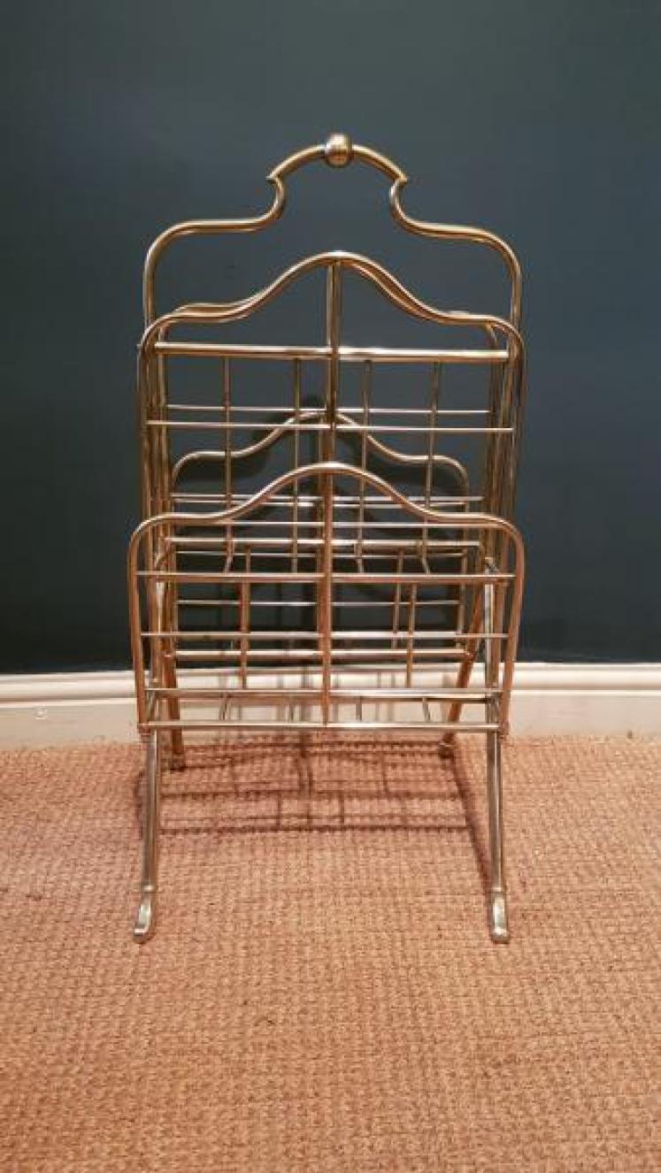 Large Edwardian Brass Framed Magazine Stand - Image 6