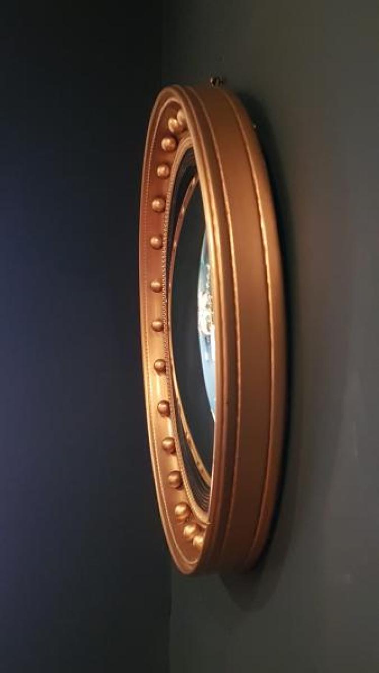 Edwardian Plaster Gilt Convex Mirror - Image 2