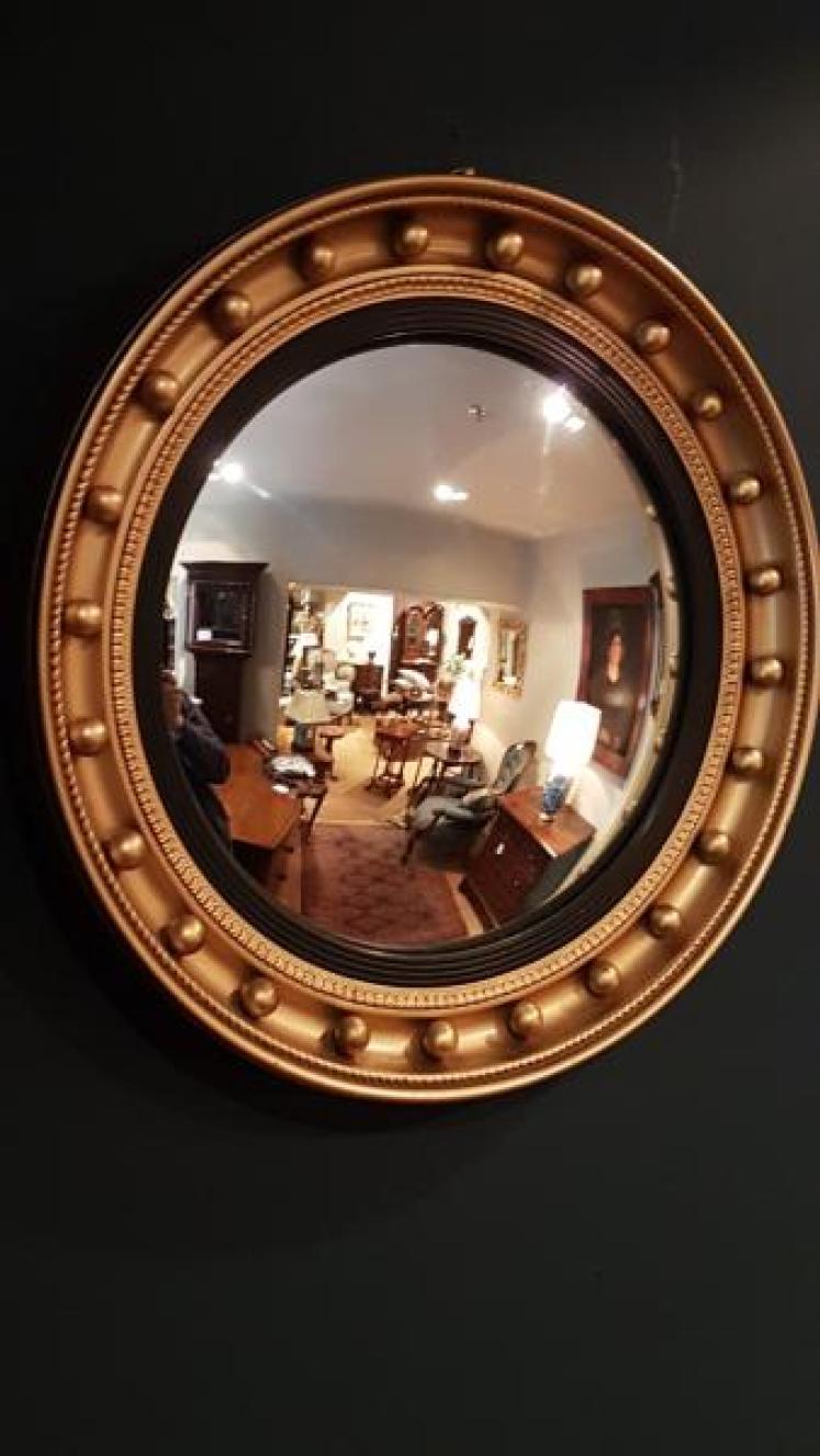 Edwardian Plaster Gilt Convex Mirror - Image 3