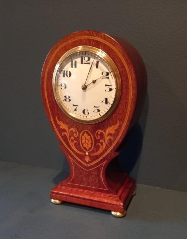Edwardian Sheraton Inlaid Pear Drop Mantel Clock - Image 1