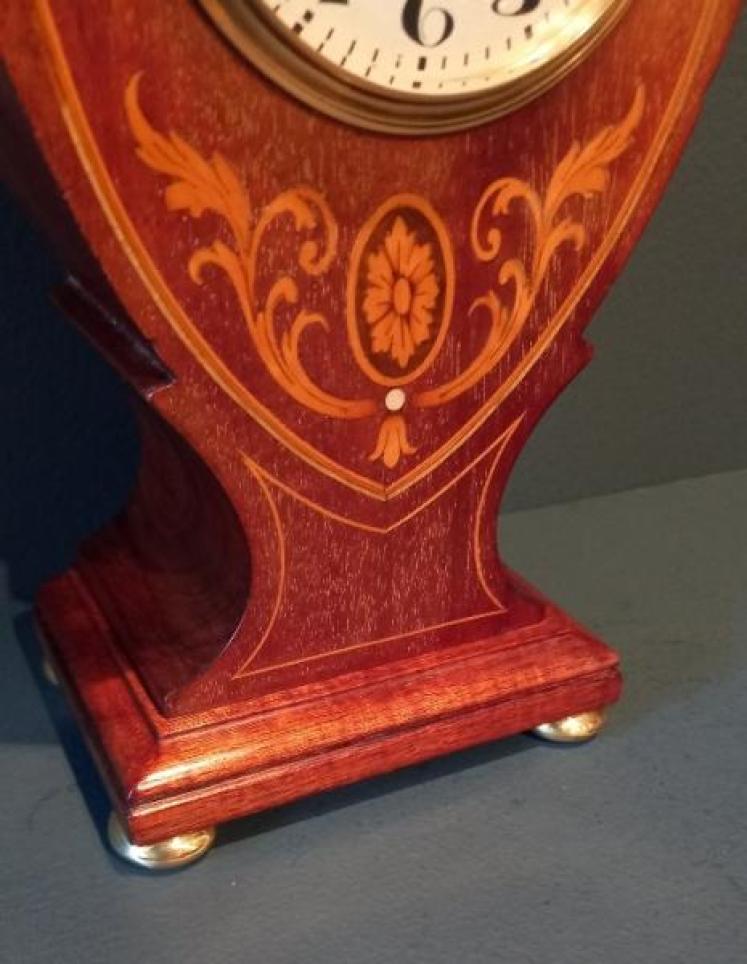 Edwardian Sheraton Inlaid Pear Drop Mantel Clock - Image 2