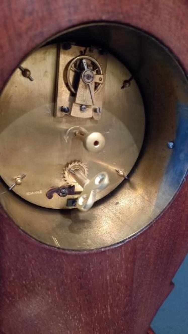 Edwardian Sheraton Inlaid Pear Drop Mantel Clock - Image 5