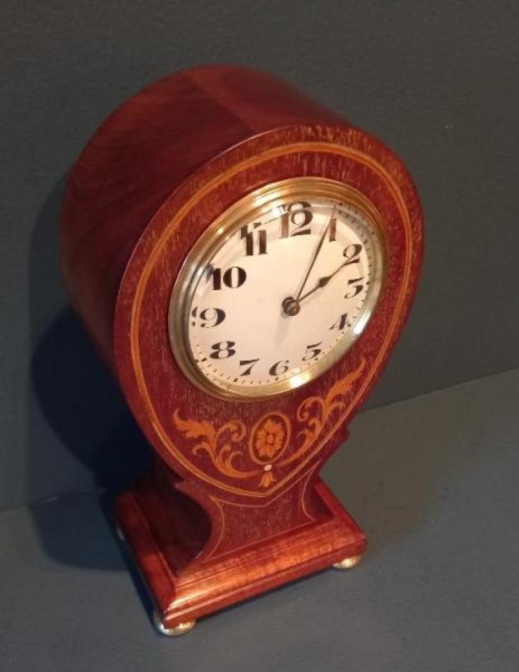 Edwardian Sheraton Inlaid Pear Drop Mantel Clock - Image 6