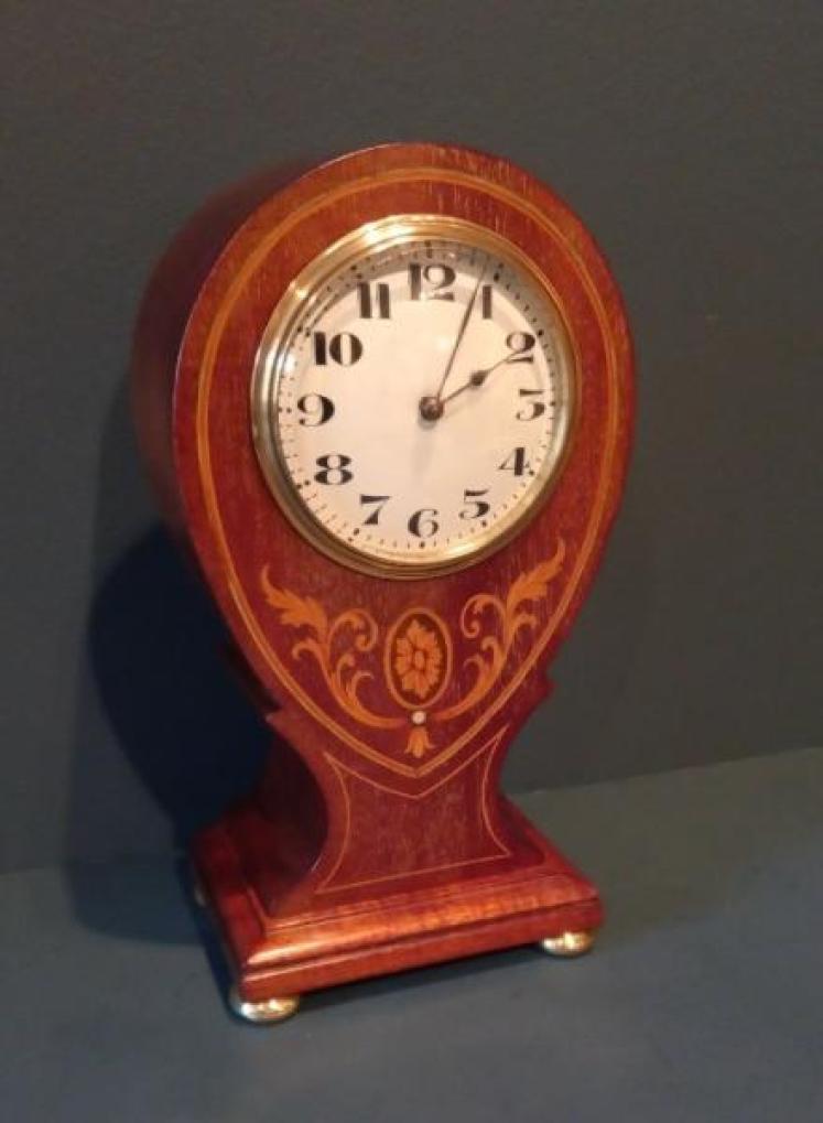 Edwardian Sheraton Inlaid Pear Drop Mantel Clock - Image 7