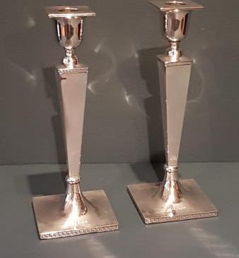 Pair of George V Silver Candlesticks by Walker and Hall