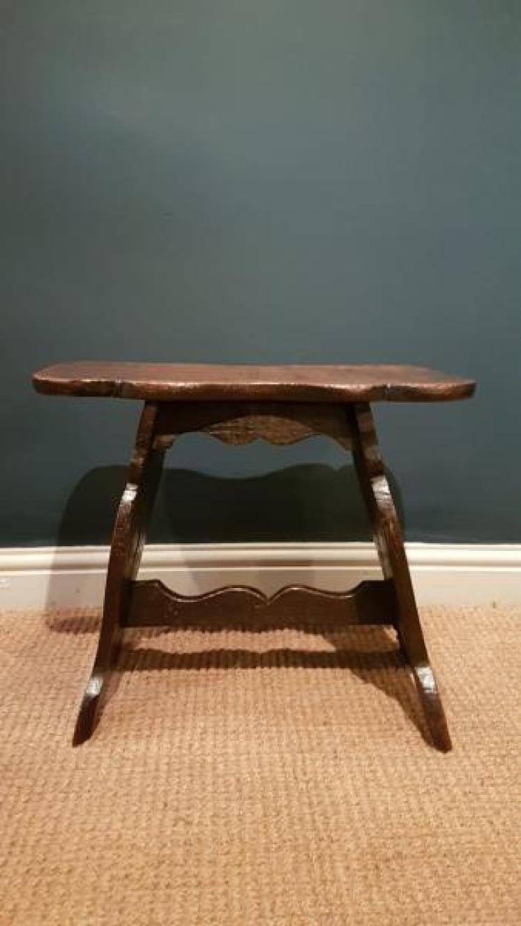 Period Oak Boarded Stool - Image 4