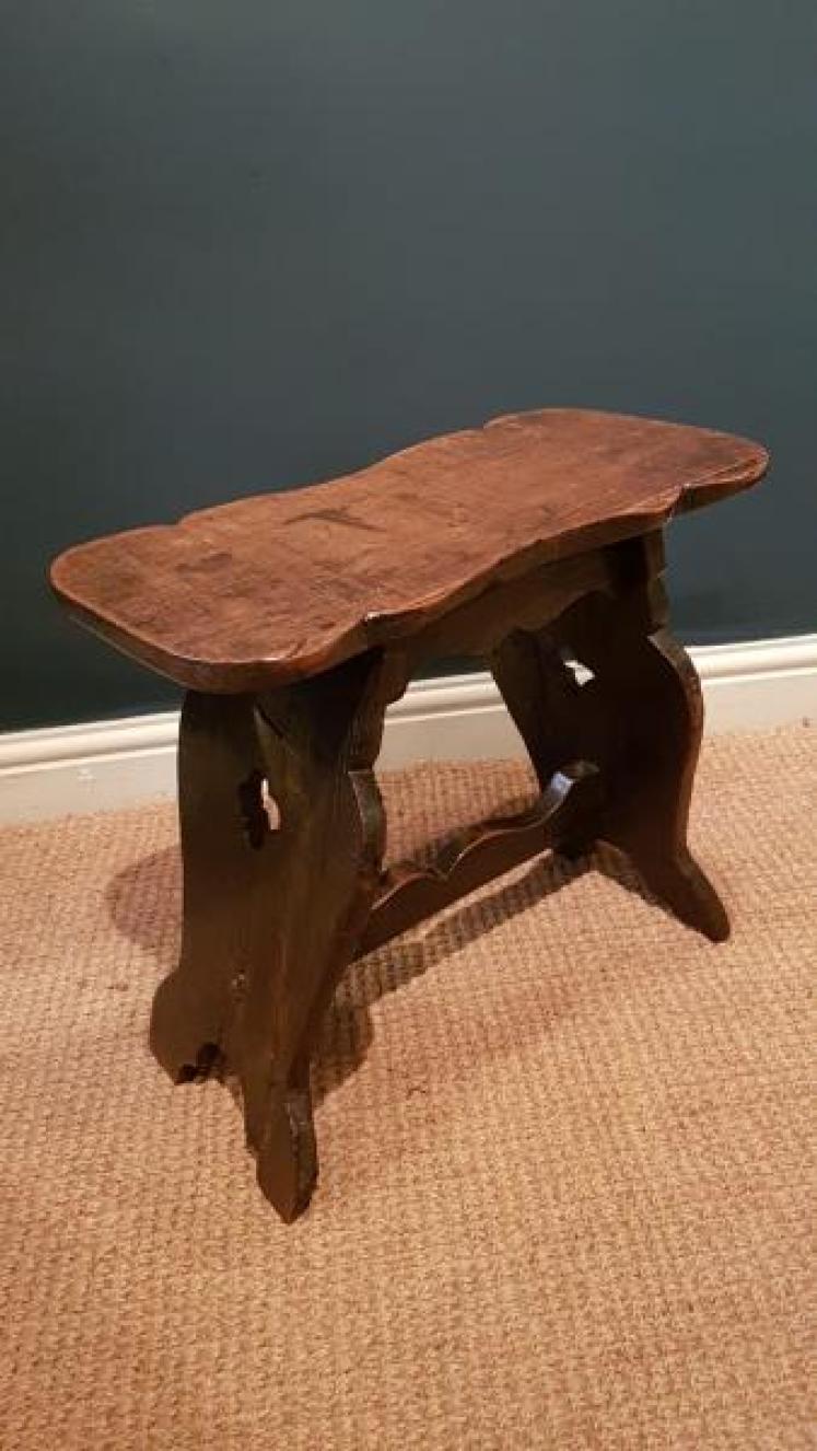 Period Oak Boarded Stool - Image 6