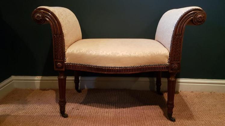 Victorian Walnut Framed Window Seat - Image 2
