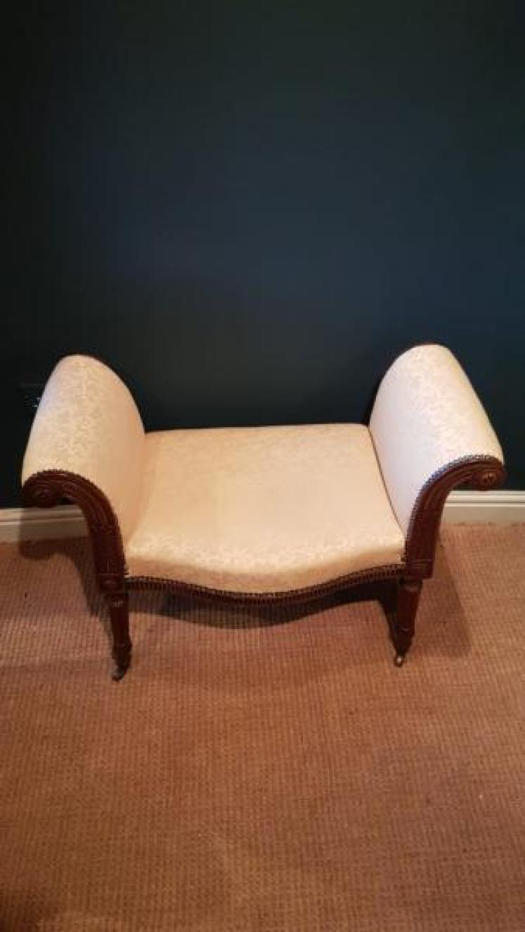 Victorian Walnut Framed Window Seat - Image 3
