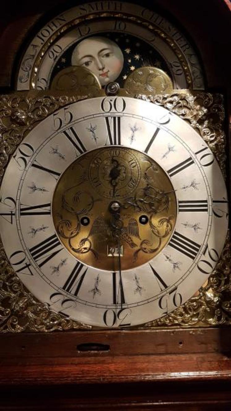 George III Oak 8 Day John Smith Chester Moon Phases Longcase Clock - Image 2