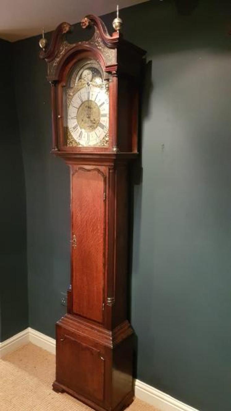 George III Oak 8 Day John Smith Chester Moon Phases Longcase Clock - Image 6