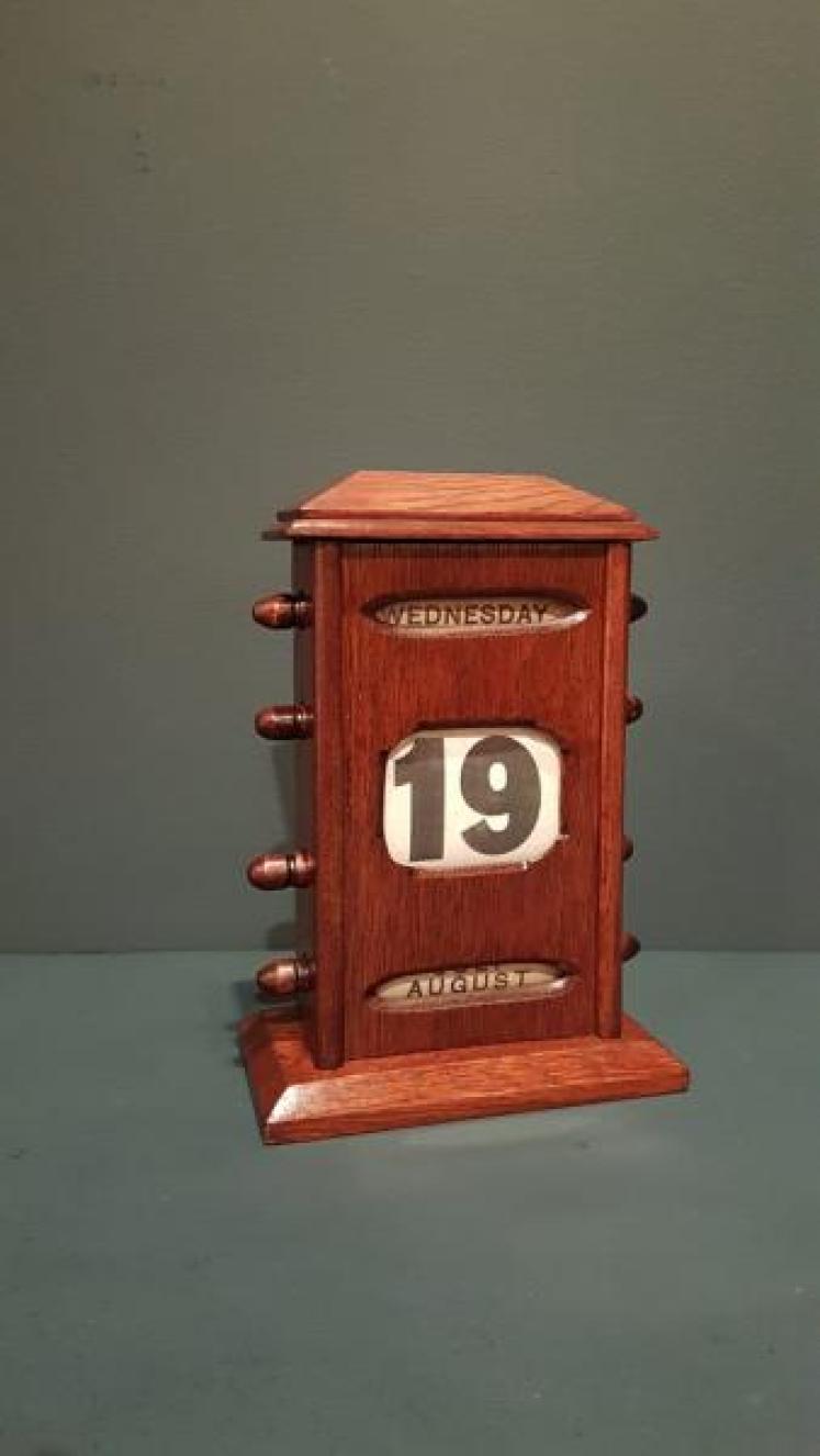 Edwardian Solid Oak Perpetual Desk Calendar - Image 1