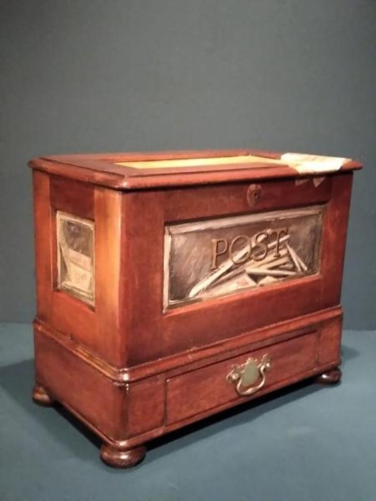 Unusual Victorian Painted Mahogany Post Box - Image 1