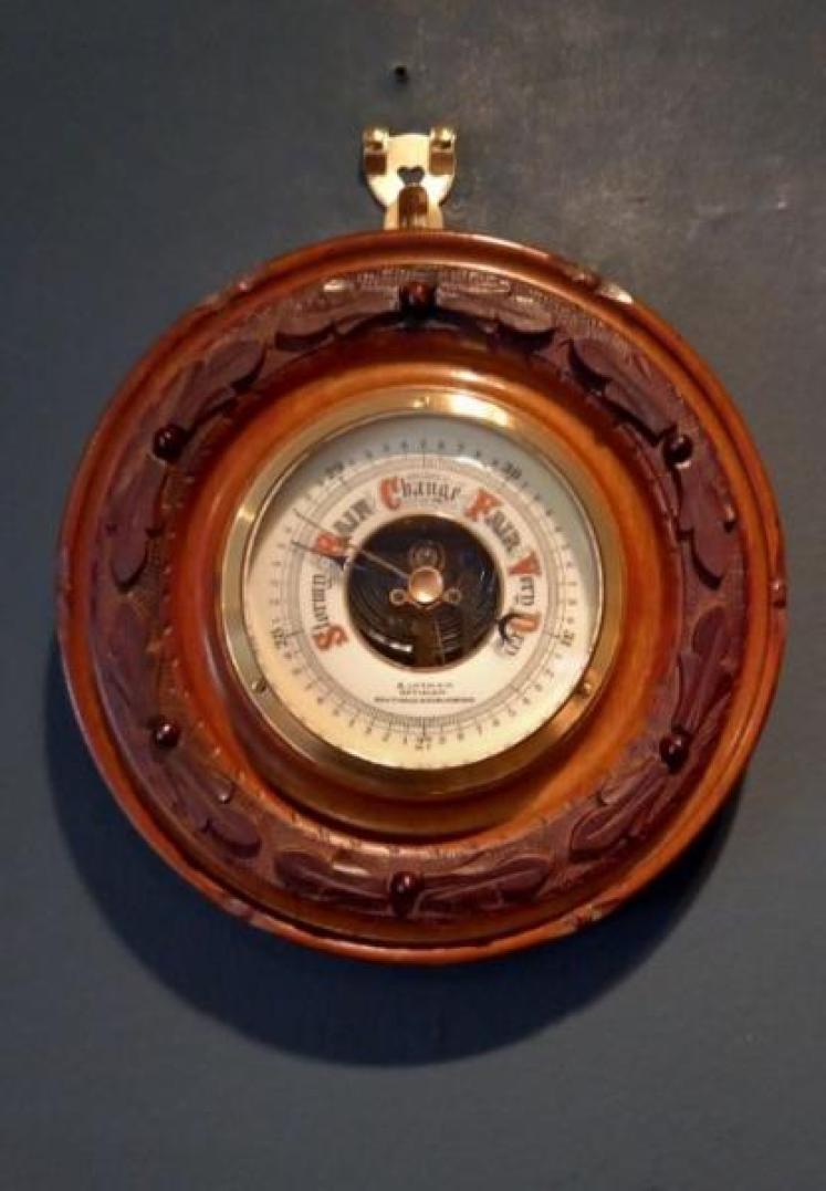 Victorian Walnut Carved Chelmsford Barometer - Image 1