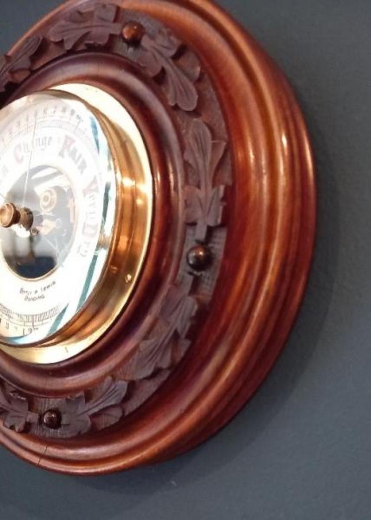 Victorian Walnut Carved Chelmsford Barometer - Image 4