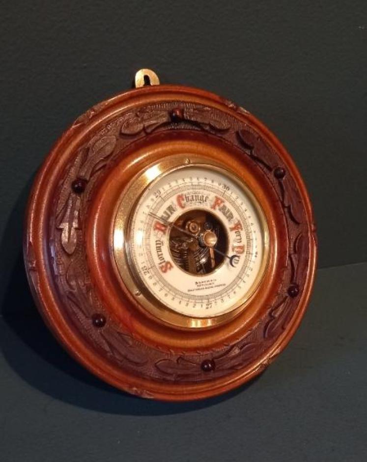 Victorian Walnut Carved Chelmsford Barometer - Image 5
