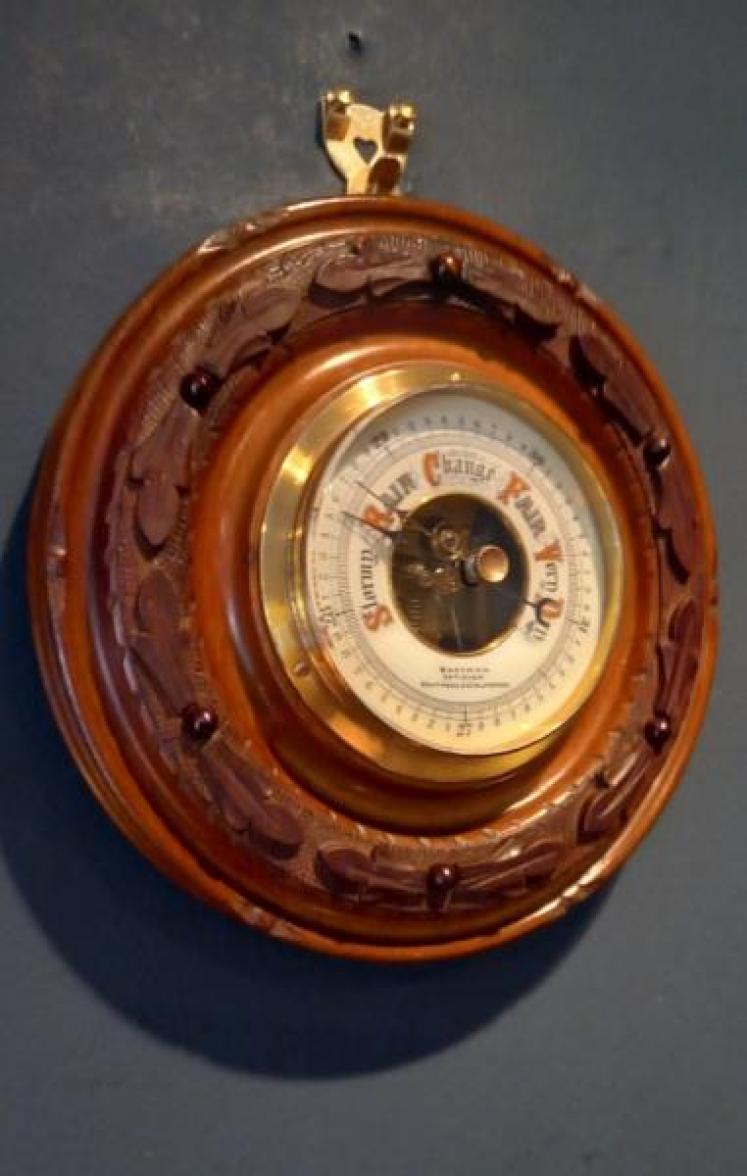 Victorian Walnut Carved Chelmsford Barometer - Image 6