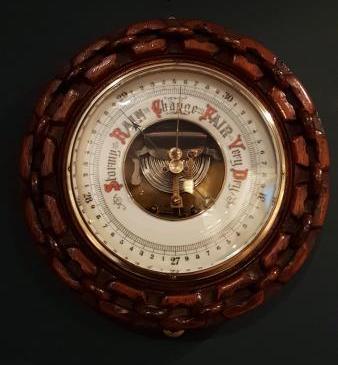 Victorian Carved Oak Barometer