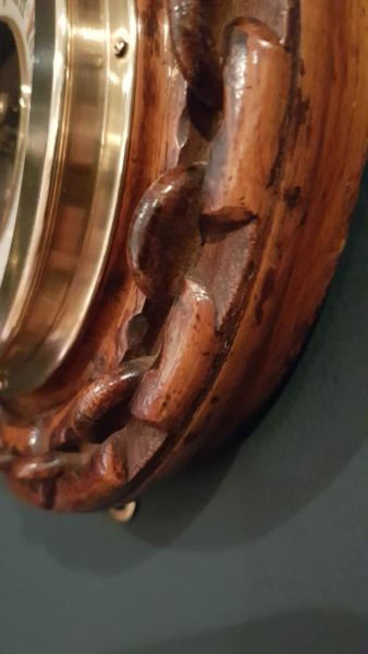 Victorian Carved Oak Barometer - Image 7
