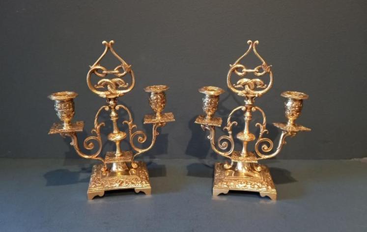 Pair of Victorian Brass Candelabra - Image 1