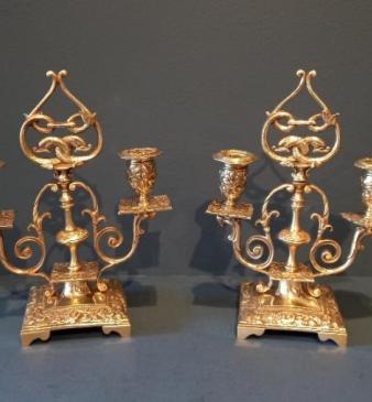 Pair of Victorian Brass Candelabra