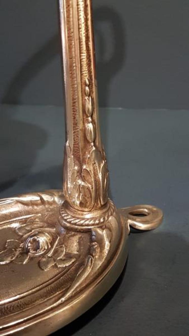 Superb Edwardian Brass Table Lamp and Shade - Image 6