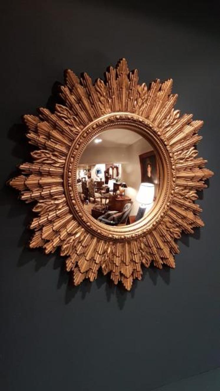 1920's Gilt Sunburst Convex Mirror - Image 2