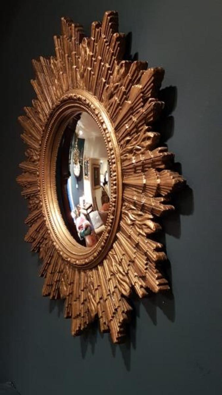 1920's Gilt Sunburst Convex Mirror - Image 3