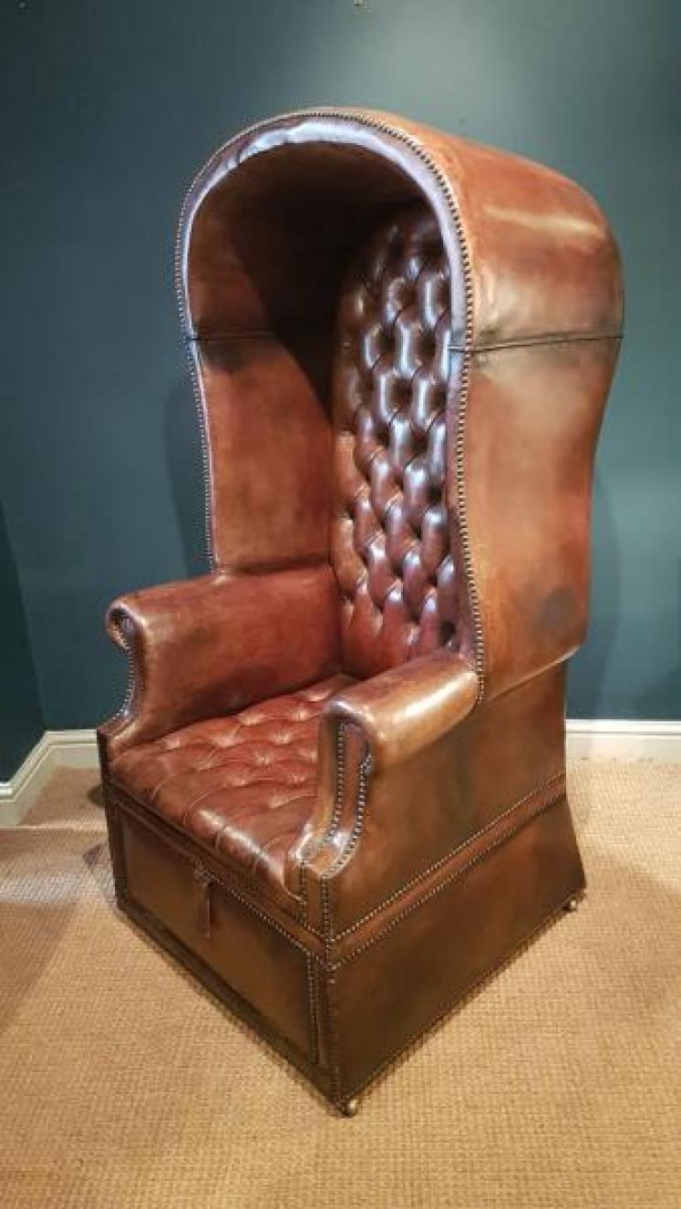 Outstanding Edwardian Leather Porters Chair - Image 7
