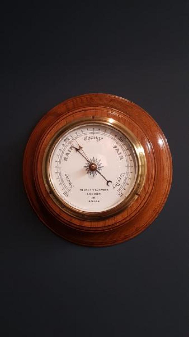 Victorian Golden Oak Cased Negretti and Zambra Barometer - Image 1