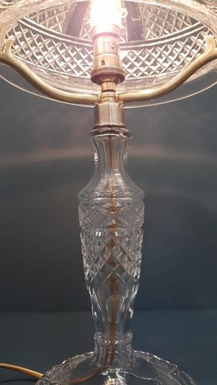 Edwardian Cut Crystal Table Lamp and Shade - Image 3