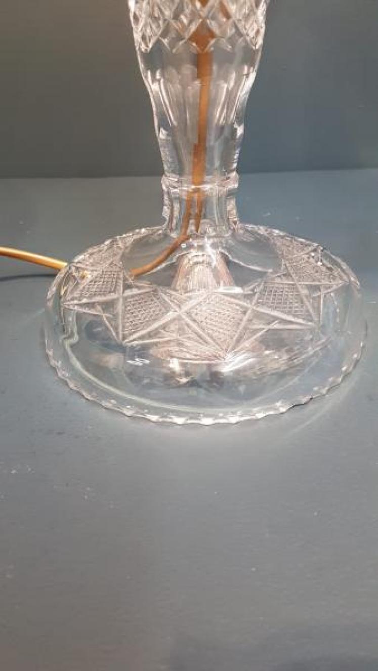 Edwardian Cut Crystal Table Lamp and Shade - Image 4