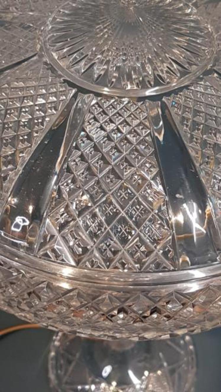 Edwardian Cut Crystal Table Lamp and Shade - Image 6