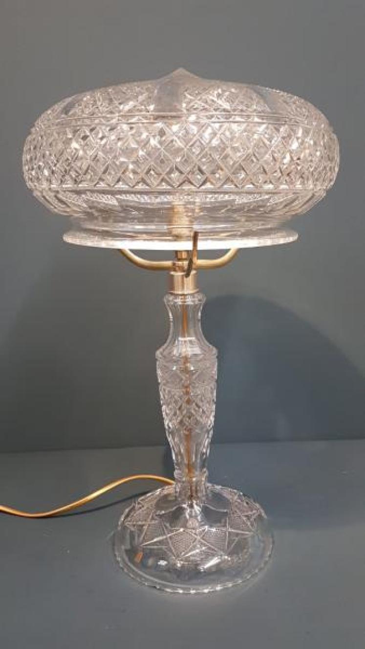 Edwardian Cut Crystal Table Lamp and Shade - Image 7