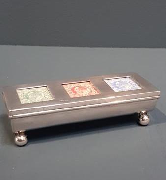 Silver Three Section Stamp Box