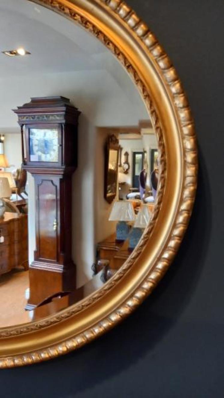 Victorian Timber & Plaster Gilt Oval Wall Mirror - Image 4