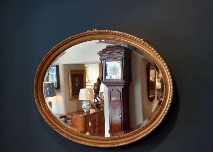 Victorian Timber & Plaster Gilt Oval Wall Mirror - Image 6