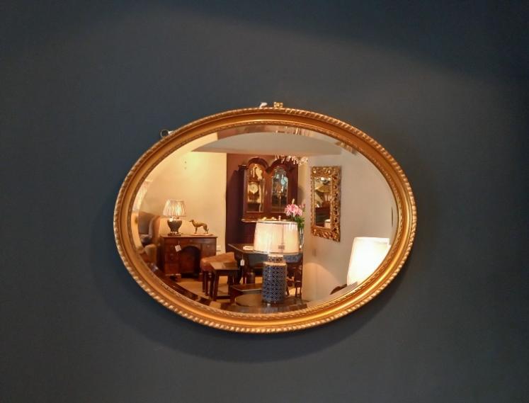 Victorian Timber & Plaster Gilt Oval Wall Mirror - Image 7