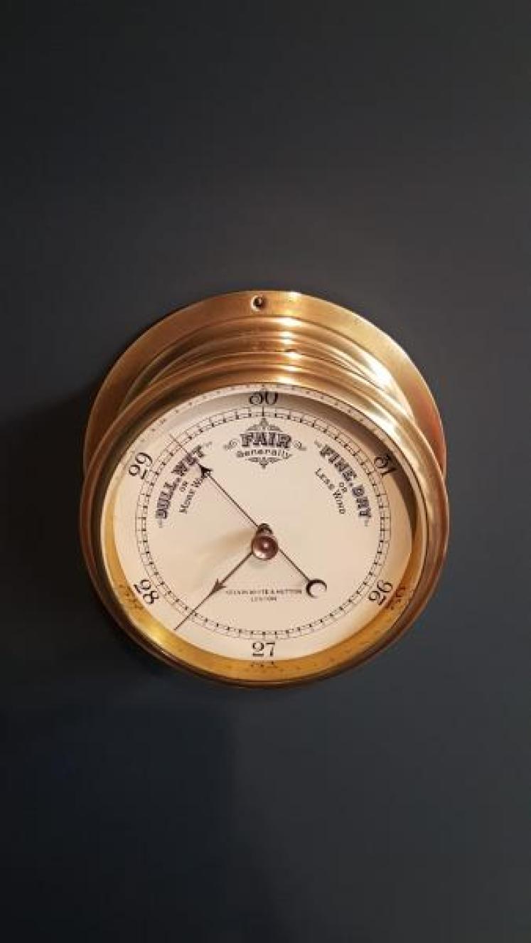 Edwardian London Made Ships Bulkhead Barometer - Image 2