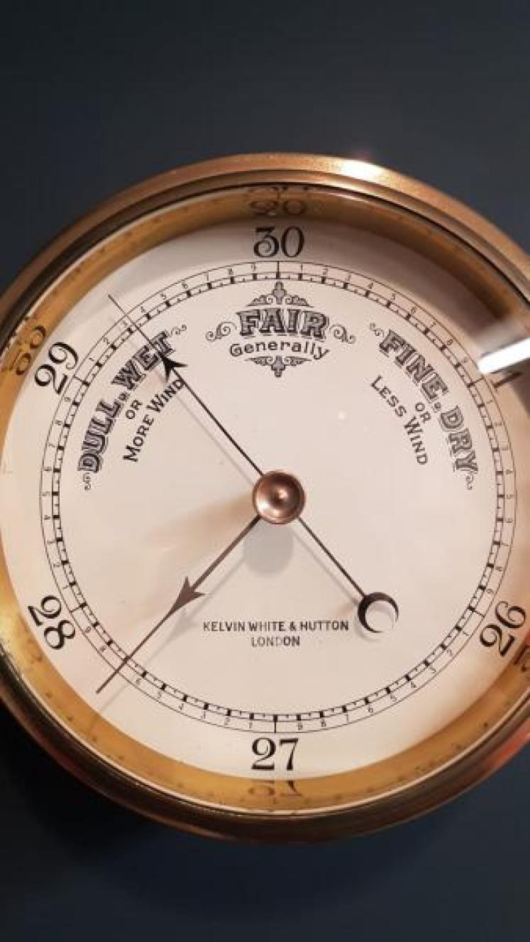 Edwardian London Made Ships Bulkhead Barometer - Image 3