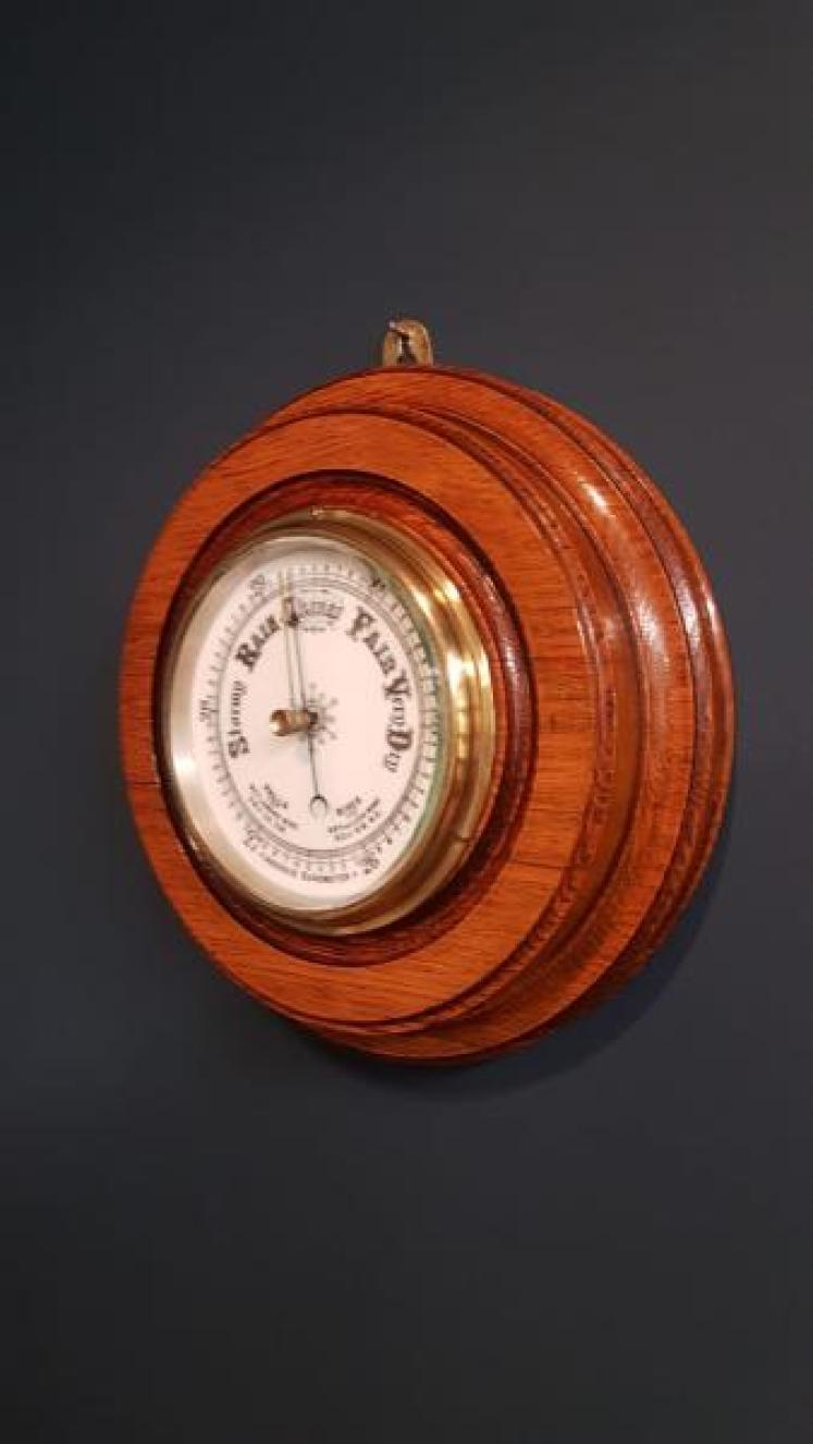 Victorian Oak Ships Barometer - Image 5