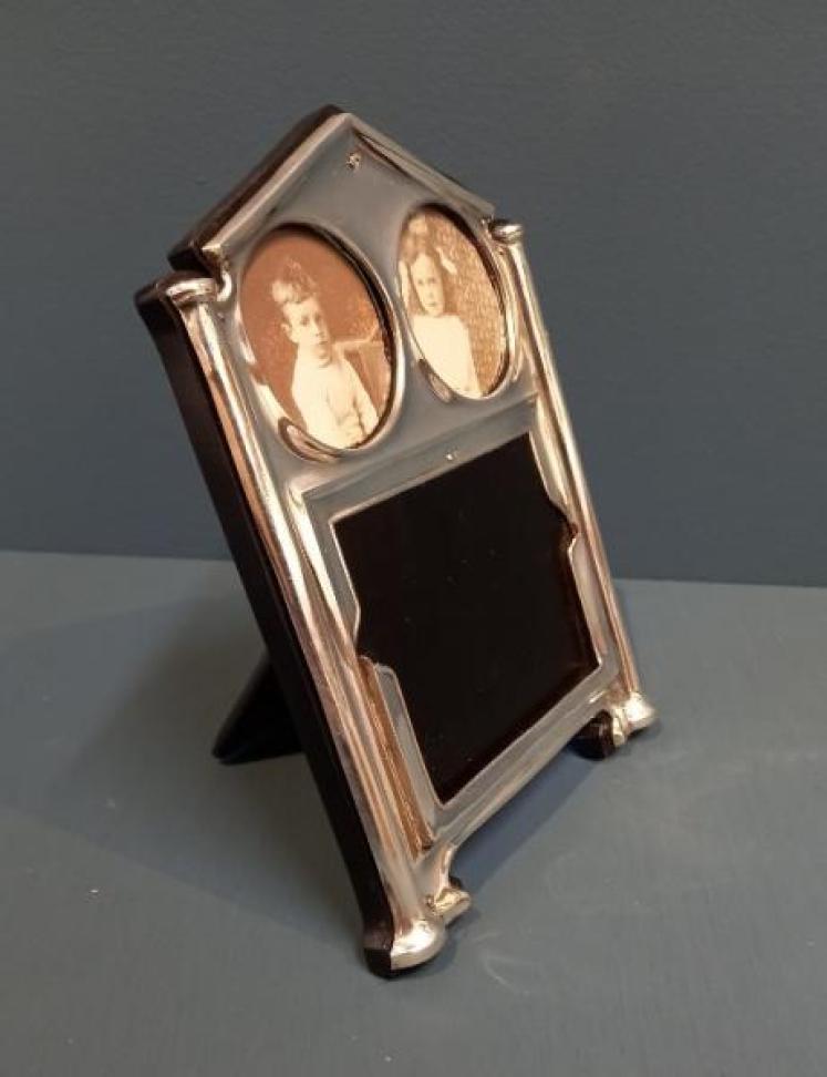 Rare Edwardian Silver Three Window Photo Frame - Image 2